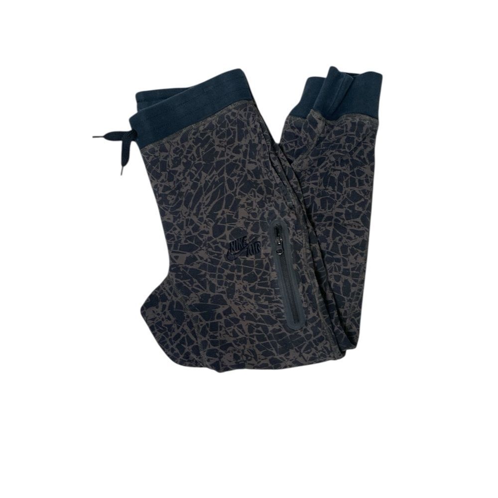 Nike Air Pivot Black & Gray Crackle Fleece Cotton Terry Joggers Men's Size Small